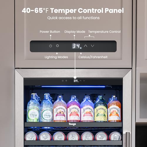 Image of Yeego 24 inch Beverage refrigerator, 378 Cans Drink Cooler Left-hinged
