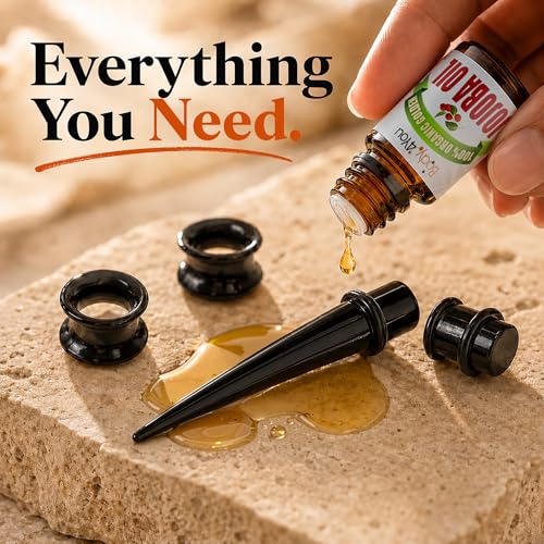 Image of BodyJ4You 54PC Ear Stretching Kit 14G-12mm - Aftercare Jojoba Oil - Acrylic Plugs Gauge Tapers Silicone Tunnels - Lightweight Expanders Men Women