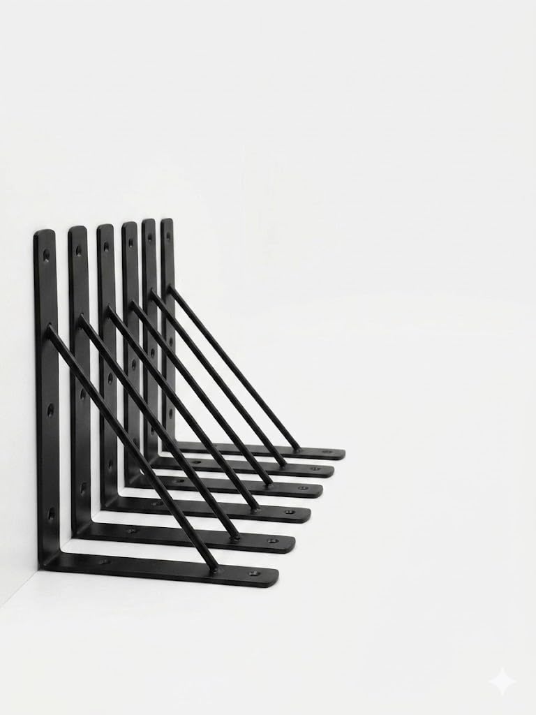 Heavy Duty Metal Shelf Brackets - Matte Black -3