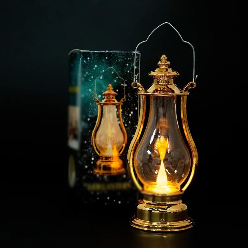 Lámpara led de aceite retro pequeña con luz de viento portátil y vela led 5