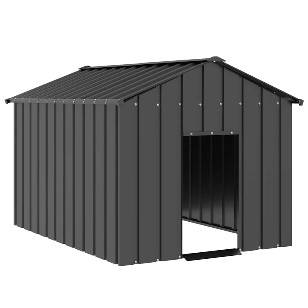 vidaXL Dog House with Roof 113x153x101 cm Galvanised Steel, doghouse, dog cage, dog shelter, dog kennel, dog crate, animal house, pet cage