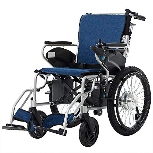 XCTLZG Cojín Ligero Plegable Eléctrico Compacto Ayuda a la Movilidad Silla de Ruedas, Controlador Dual Silla de Ruedas eléctrica, Eléctrica o Silla de Ruedas Manual (Rueda Grande)