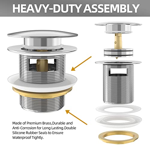 Exakey Tub Drain Chrome With Removable Pop-Up Freestanding Bathtub Drain Stopper,Upgraded Free Standing Tub Drain Anti-Rust And Watertight Polished Chrome #TOP5