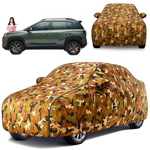 Image of Waterproof Car Body Cover for Hyundai Exter with Mirror and Antenna Pocket and Soft Cotton Lining (4 Side Elastic Triple Stitched & Metallic Jungle