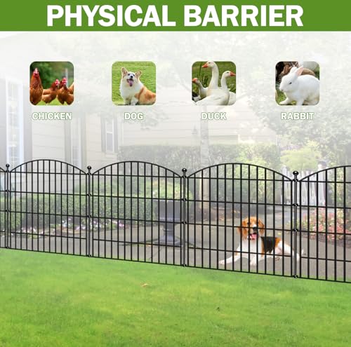 IMSGVIFO Steckzaun Metall,Teichzaun 80cm Hoch,10x Oberbogen Rund Dekorativer Gartenzaun,Gitterzaun Set Beetzaun Zaunelemente Steckzaun für Hunde Teichumrandung Hühnerzaun Schafzaun,Anthrazit
