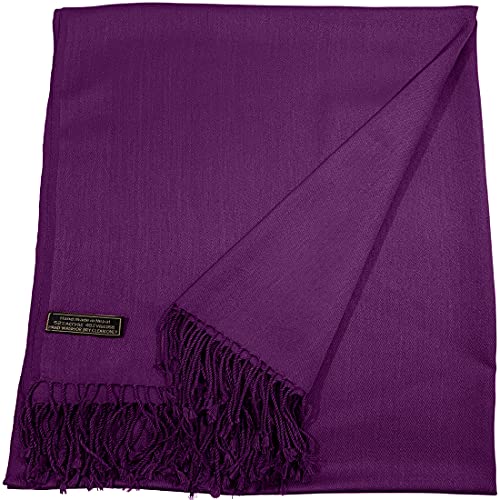 CJ Apparel Purple Solid Color Tassels Design Nepalese Shawl Scarf Wrap Stole Throw Head Wrap Pashmina Hand Made in Nepal New3