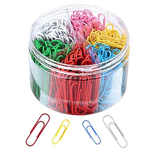 Paper Clips Assorted Size Colored 1.3 & 2 inch Medium and Jumbo Non-Skid Paperclips for Office School and Personal Use