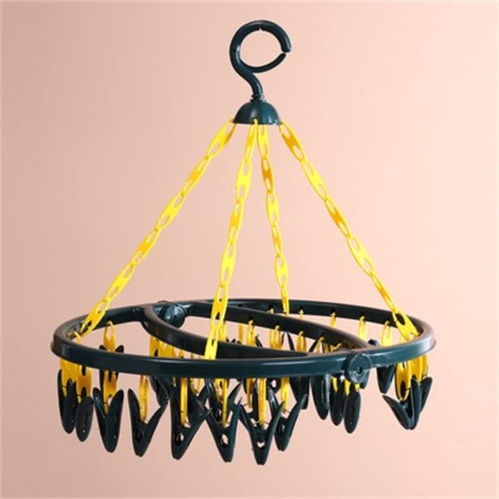 Foldable Household Plastic Windproof Socks Artifact rotatable Non-Slip Storage Underwear Drying Rack (Blue 42 * 19.5cm)