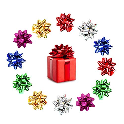 120pcs Mini Gift Bow, 1" Inch Metallic Star Bow Small Tiny Stick On