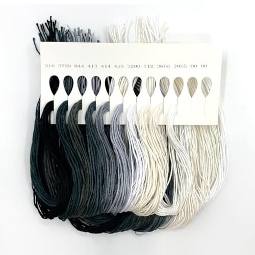 Image of 1 Pieces Cross StitchEmbroidery Floss,100% Eco-Cotton Cotton Premium Skeins, Ideal for Arts & Crafts (Black and White Gradient Series 67896)