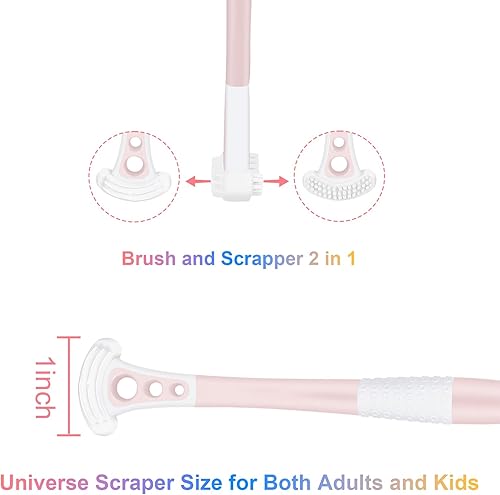 Miniatura 5 de Cepillo de dientes extra suave con raspador de lengua, limpiador de lengua con cerdas de hilo dental para dientes y encías sensibles, cepillo de