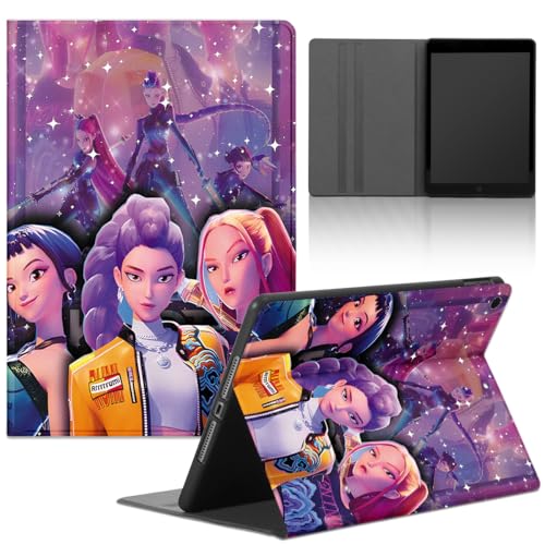 Tablet Cover per iPad 9/8/7 10,2', Modell 2021/2020/2019, 9./8./7. Generation, Manga Kpop Hunters Zoey Rumi Mira Cool Anime Disegni con Funzione Pelle Holder Flip Protezione Tablet Case, cartoon