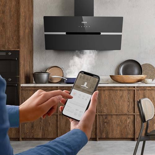CIARRA CBCB9736F A+++ napa za odsisavanje 90 cm cirkulirajući zrak Kosa napa bez glave 650m³/h automatska staklena ploča Wi-Fi aplikacija za upravljanje dodirom pojačivač ispušnog zraka s CBCF003 filtrom s aktivnim ugljenom 4 razine crna