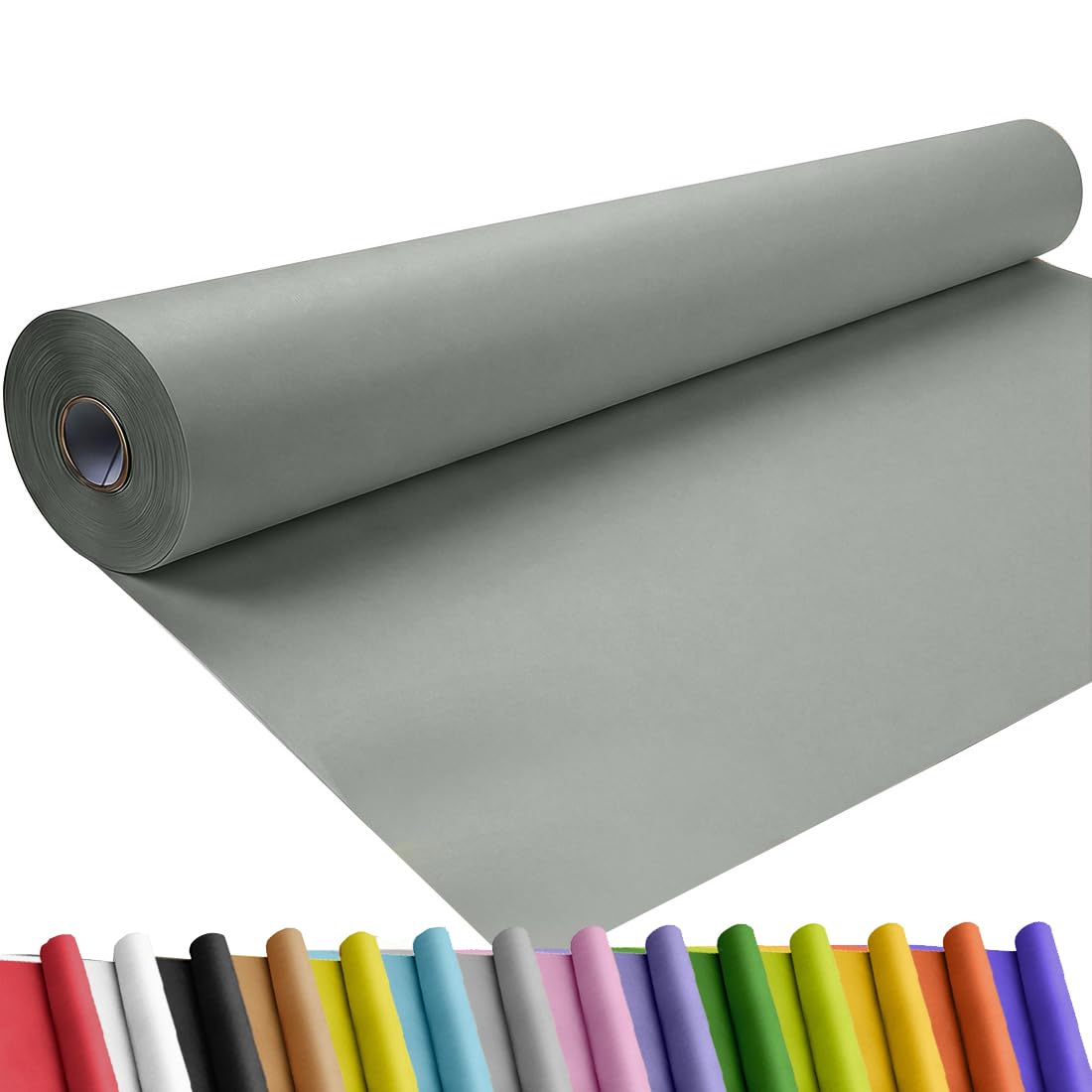 SMART&amp;CASUAL 36" x 1,500" (125') Light Grey Kraft Craft Paper Roll for Gift Wrapping Bulletin Board Bouquet Flower Art Packing Parcel Table Covering 80GSM 55LB (Light Grey, 36" x 125')