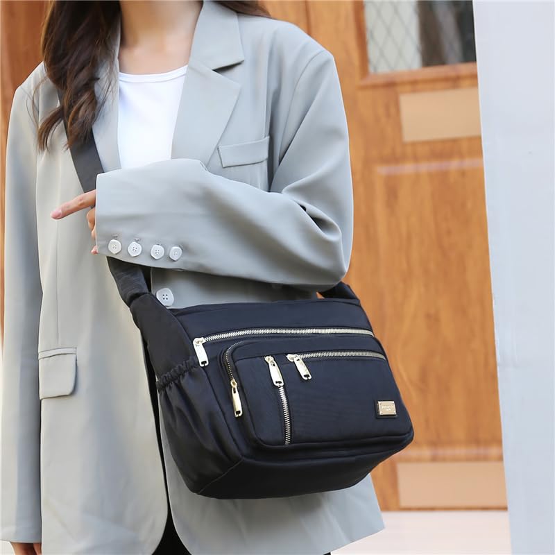 Image of COOLOME Purses for Women CrossBody Bag Waterproof Tote Shoulder Handbag Multiple Pockets Nylon Messenger Bag Fashion Tote Bag