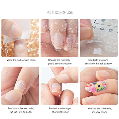Sahgsa 120PCS Nagelkleber Aufkleber, Doppelseitiges Transparentes False Nail Glue Jelly Gel Tape Adhesive Tabs… – Bild 5