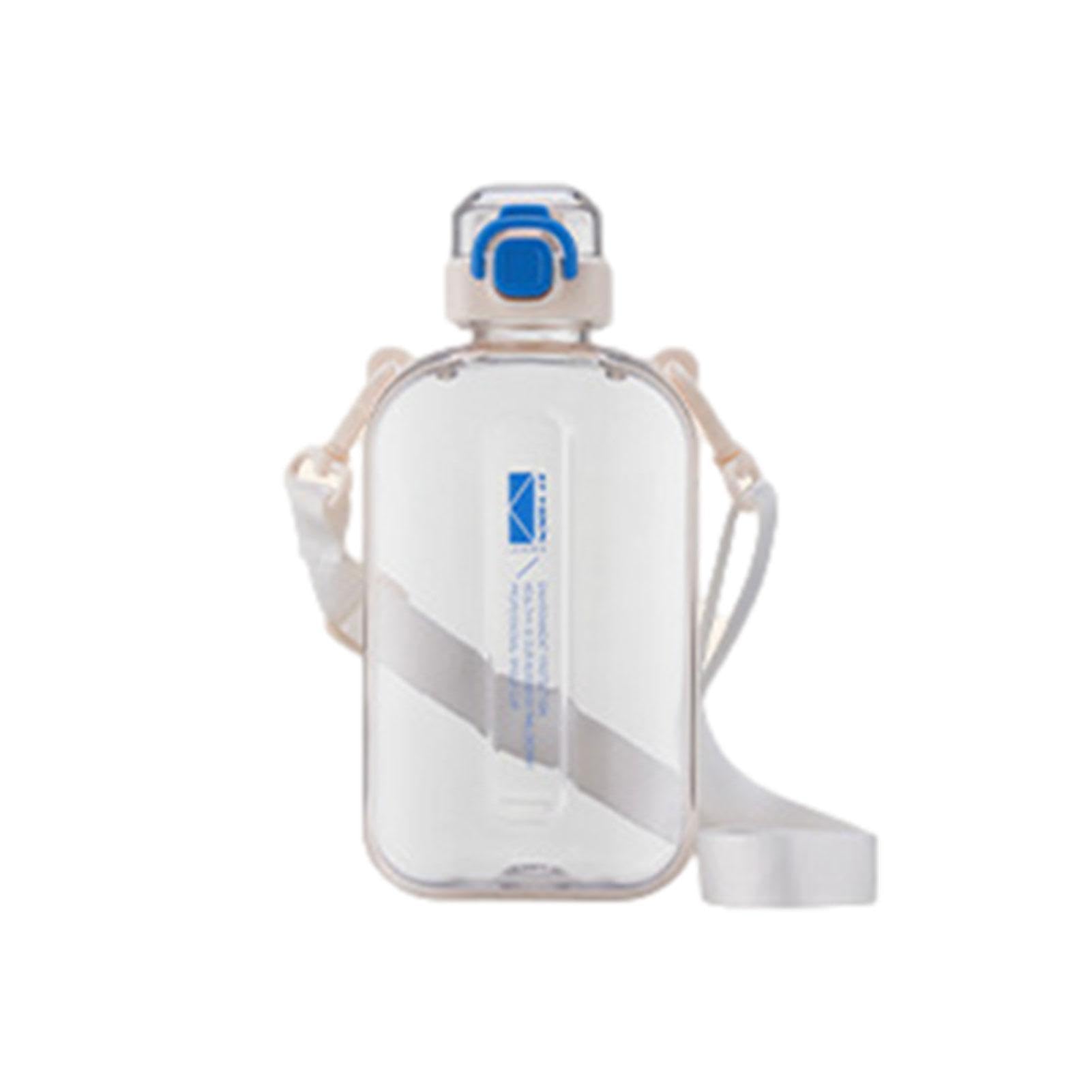 Flat Water Bottles - Large Capacity Clear Water Bottle, Sports Water Bottle with Shoulder Strap | Clear Portable Large Capacity Bottle with Safety, Flat Bottle for Purse and Flexible Cleaning