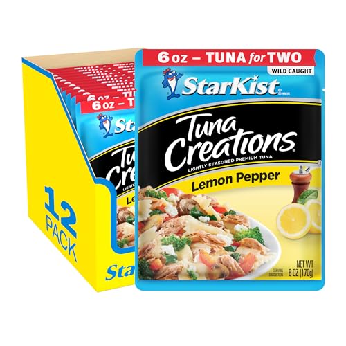 StarKist Tuna Creations Lemon Pepper Pouch (6 oz - 12 Pack) Wild Caught, High Protein Shelf Stable Seafood, Gluten Free, Soy Free, No Draining, Ready to Eat for Salads and Sandwiches