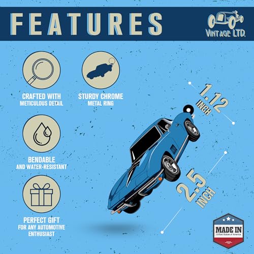 Image of 1963 Corvette Stingray C2 Nassau Blue Keychain Car Enthusiast Gift | Lightweight, Durable Keychain for Keys, Backpacks, Bags & Lanyards