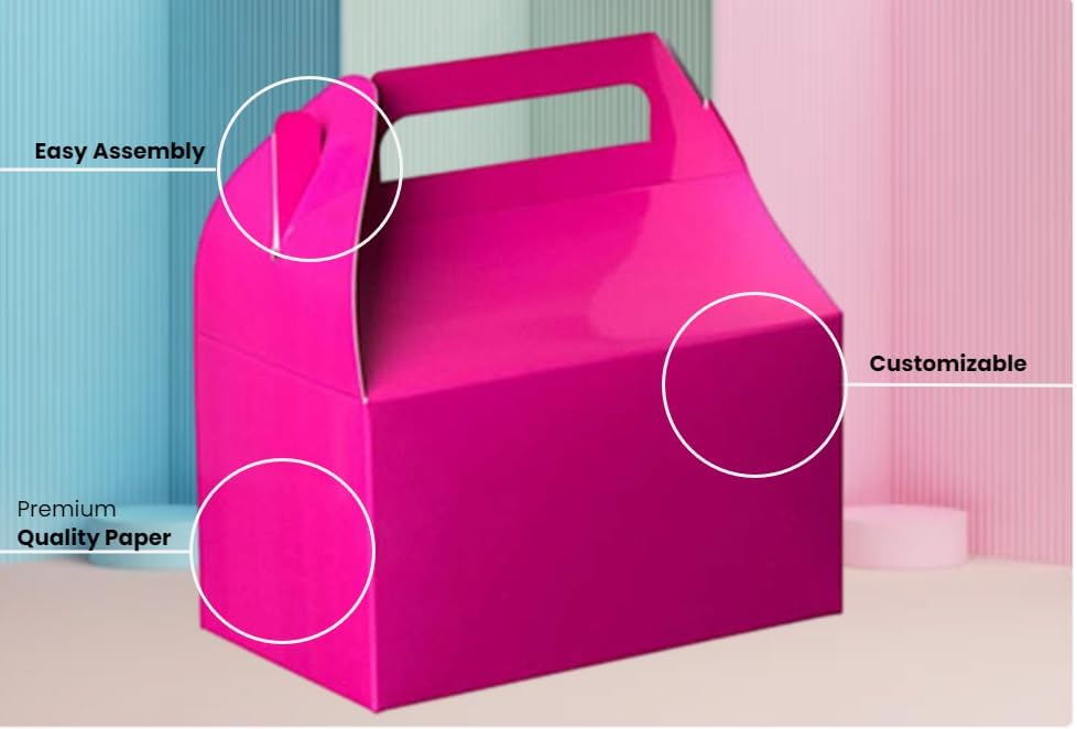 Miniatura 4 de Hammont Cajas de dulces para fiesta, paquete de 10 cajas de papel a dos aguas, cajas de regalo para fiesta de cumpleaños Ariel, bolsa de cumpleaños