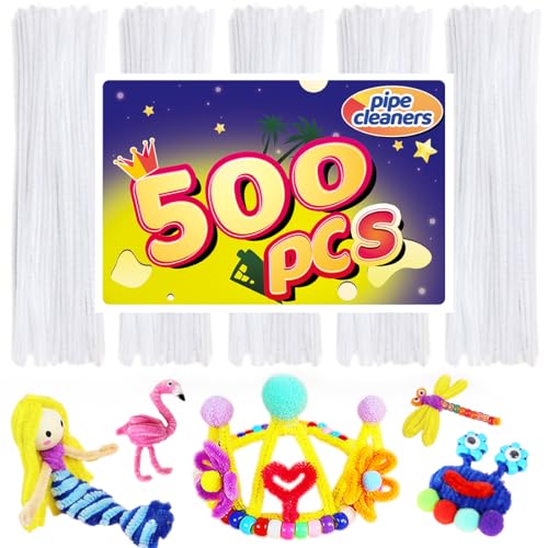 Image of White Pipe Cleaners (500) - Craft & Art Supplies