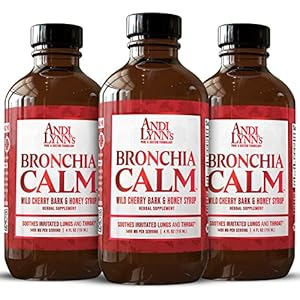 Andi Lynn’s Bronchia Calm Wild Cherry Bark Syrup – Bronchial Wellness Herbal Syrup – Soothing Support for Throat and Respiratory Health, Made in USA, Handcrafted, 4 Ounces