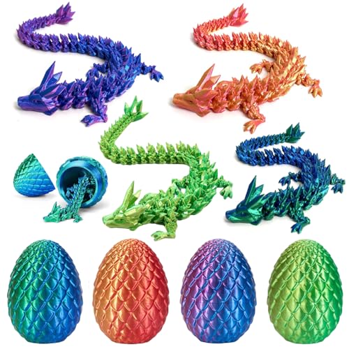 Ambolio 3D-Gedruckter Drache,3D Gedrucktes Drachenei Geheimnisvolle Drachen Spielzeug,3D-Gedruckter Drache im Ei im Inneren Heimbüro Schreibtischdekoration Erwachsene Kinder Geschenke Spielzeug.(4) B
