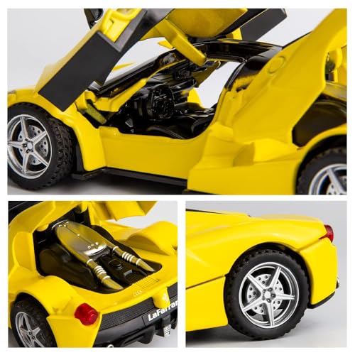 Image of 1:32 Scale Ferrari Race and LaFerrari Toy Car | Metal Pullback Diecast Car for Kids with Openable Doors, Sound, Light Effects Toy for Car Enthusiasts (Color As Per Available)