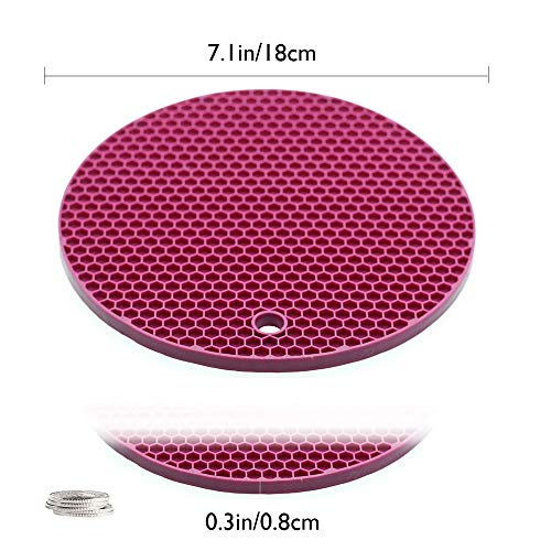 LNKEY Salvamanteles de Silicona Multiusos Nido de Abeja Rojo Redondo Separador de Silicona(Set de 2)