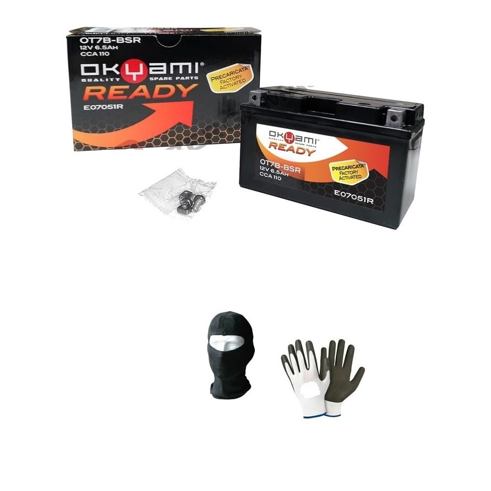 COMPATIBILE CON YAMAHA HW Xenter (SE591) 125 2012-2017 BATTERIA GIA' PRONTA CARICA SIGILLATA OKYAMI OT7B-BSR BATTERIE ATTIVE 6,5 AH AMPERE 12 VOLT 150X65X92 MM