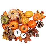 FENRIR Autumn Decorations,Halloween Decorations,Pumpkins Decorations,86pcs Artificial Maple Leaves,Harvest Pumpkin,Acorns, Pine Cones and Gourds Set,DIY Decor for Garland,Thanksgiving Party
