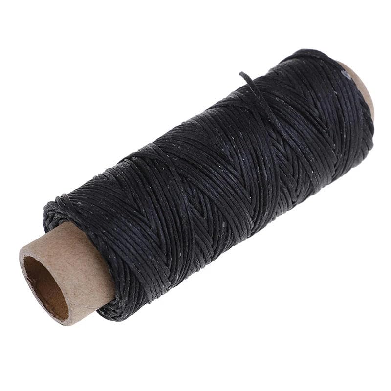 Nici do szycia，Nić poliestrowa Płaska woskowana nić Płaska woskowana żyłka do szycia Woskowany sznurek Nici do szycia ręcznego(Black)