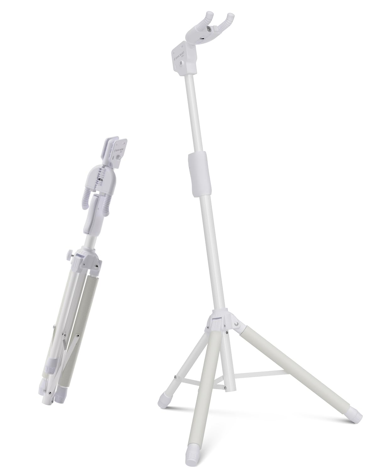 ENYA Supporto per chitarra regolabile (da 76 a 99 cm) con gancio automatico, in acciaio inossidabile, imbottitura antiscivolo e design a tre gambe per chitarre acustiche ed elettriche.