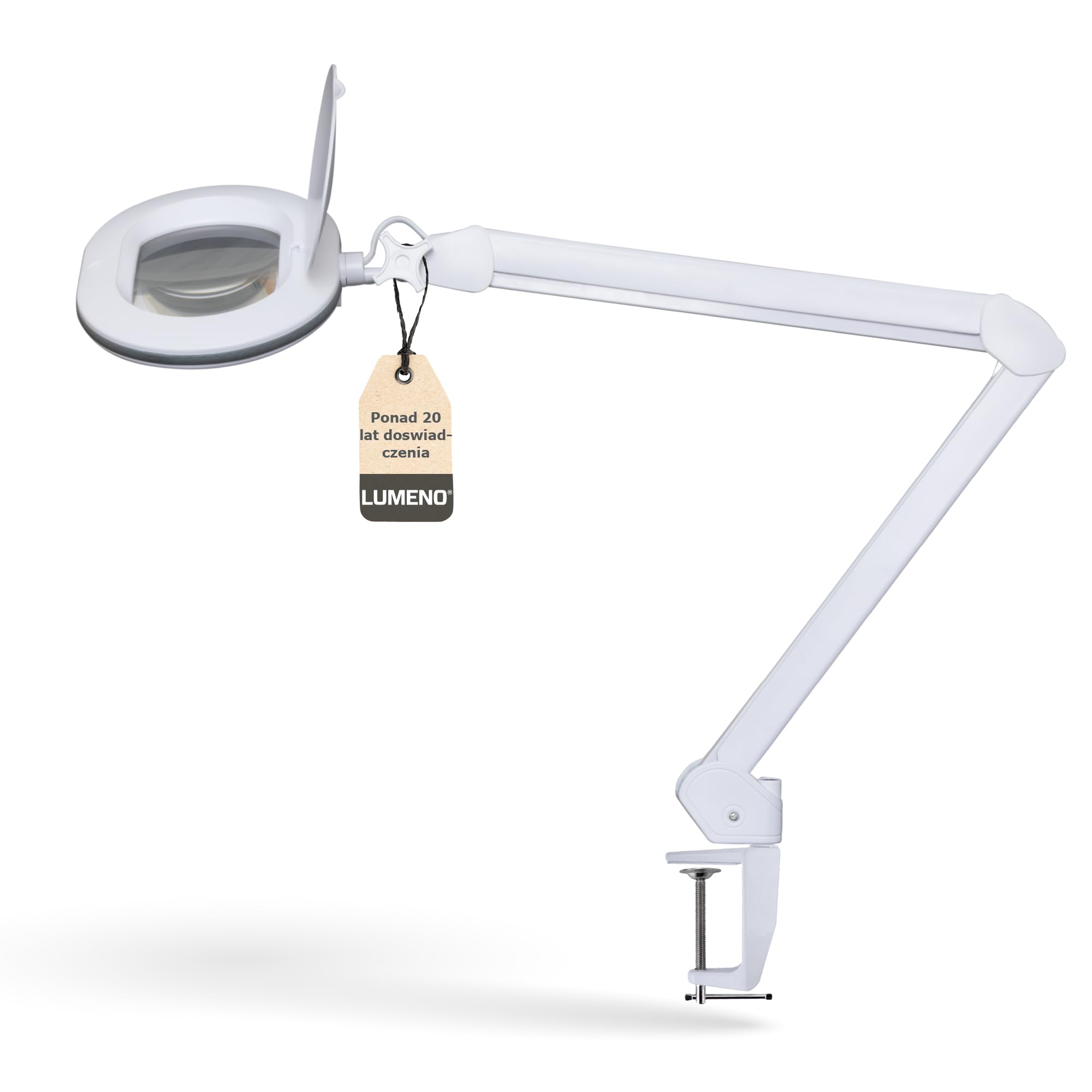 Lumeno 8615GR Lampa powiększająca Lampa robocza z dużą owalną soczewką 110x150 mm, 60 LED ściemnianych w 2 stopniach, idealna jako pomoc do czytania, kosmetyków lub lutowania, 5 dioptrie, szary
