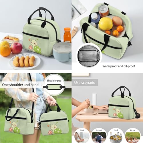 Snail Mushroom School Bag for Boys Girls Backpack with Lunch Bag for Kids Age 8-10 11-13 Years Child Book Bag with Pencil Case 3 in 1 School Backpack Set2