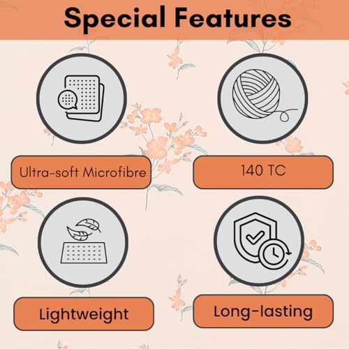 Image of Mafatlal Plush 140 GSM Double Bed Sheet | 90 x 100 Inches | Cozy Microfiber Fabric | Queen Size | Soft, Comfy & Easy Maintenance | Peach