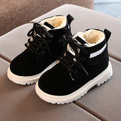 Kid's Girls Leather Lace-Up Zipper Combat Boots Flat Heel Mid Calf Boot Shoes Toddler Cowgirl Boots4