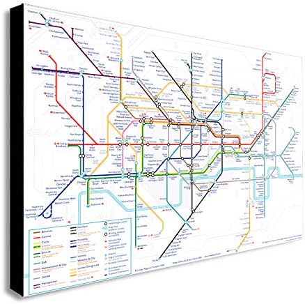 London Underground Map City - Canvas Wall Art Framed Print - Various ...