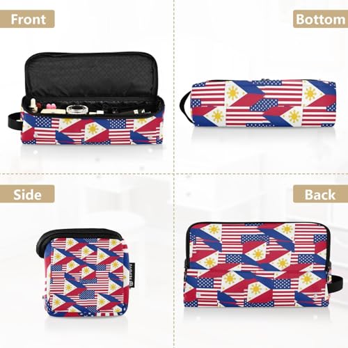 Bolsa de viaje para herramientas de cabello y tapete resistente al calor, organizador grande para planchas, rizadores y secadores, con diseño de bandera de USA y Filipinas, para mujeres miniatura 5