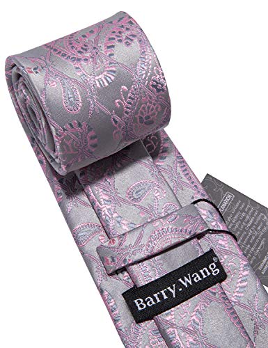 Image of Barry.Wang Men Ties Paisley Woven Silk Necktie Set with Pocket Suqare Cufflinks Formal