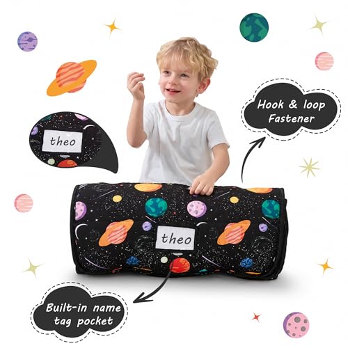 Image of Lasoftan Toddler Nap Mat with Pillow and Blanket, Extra Large Rolled Napping Mats,Slumber Bags for Boys Girls,Kids Sleeping Bag for Daycare, Preschool Travel Camping