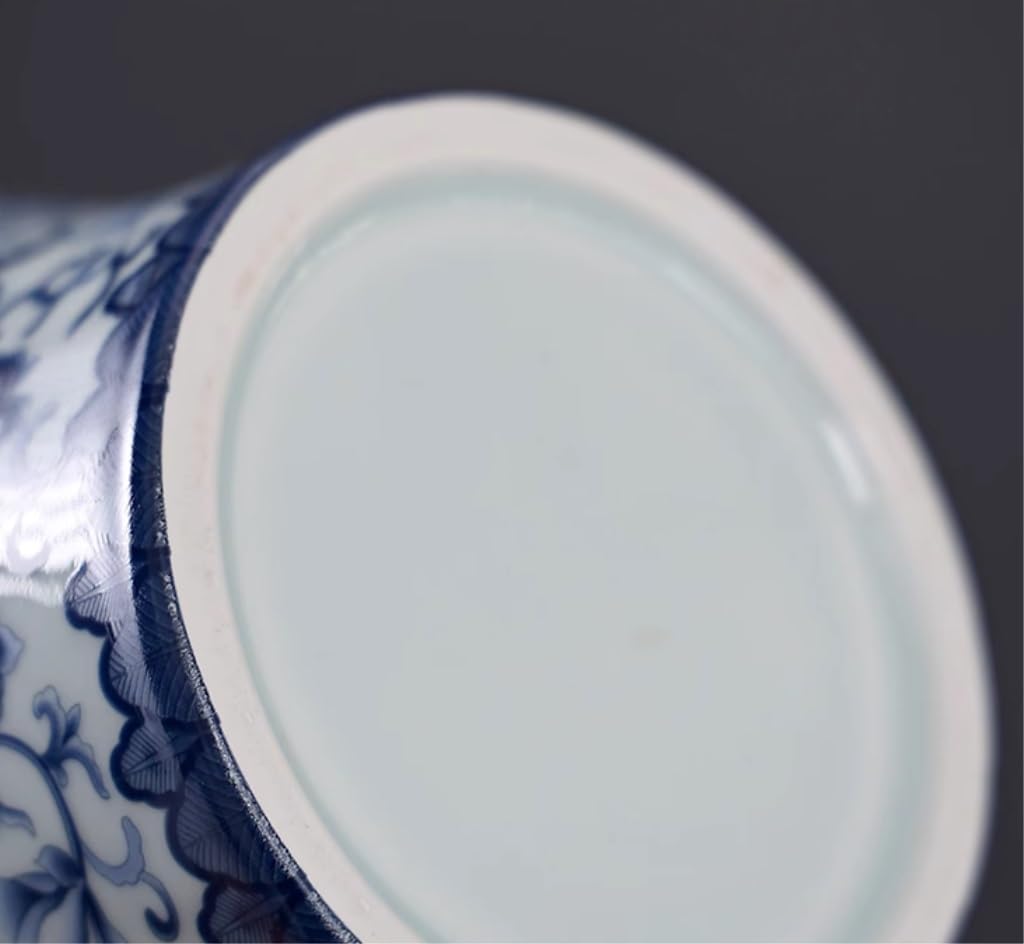 Chiński ceramiczny wazon imbirowy z pokrywką - dekoracyjny porcelanowy kwiatowy słoik do przechowywania ze złotym emaliowanym wykończeniem