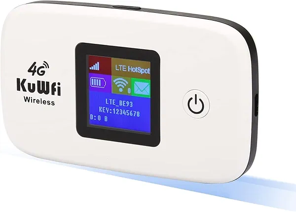 Mobile WiFi Hotspot | KuWFi 4G LTE Unlocked Wi-Fi Hotspot Device | Portable WiFi Router with SIM Card Slot for Travel Support B2/B4/B5/B12/B17 for AT&T/T-Mobile