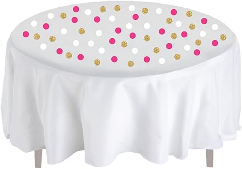 Miniatura 3 de Andaz Press Decoración de mesa de fiesta grande de confeti de 1.5 pulgadas, doble cara, fucsia, blanco, purpurina dorada sintética, paquete de 180,