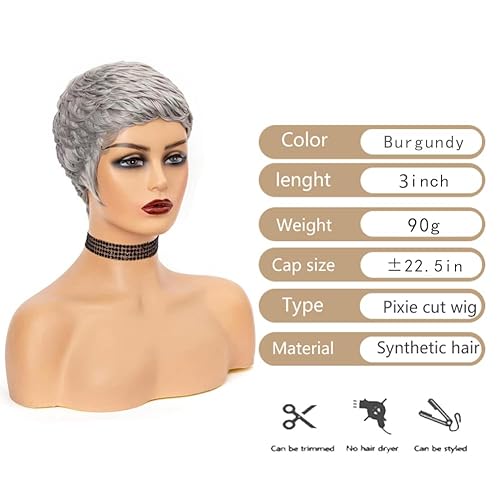 Miniatura 9 de MUJGOO - Pelucas Pixie cortas de corte Pixie para mujeres negras, peluca sintética de corte Pixie, a la moda, natural, suave, no se enreda, fácil de