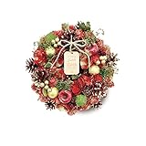［ 2025年 mamawreath A フラワーリース ］クリスマスリース クリスマス ギフト リース 玄関用 プレゼント 永遠の意味 Mサイズ:25cm(直径)×6cm(厚み) (ゴールドグリッターボール (WR-05B))
