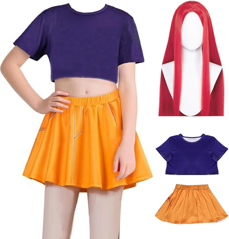 Women Costume,3D Printed Uniform 3PCS Full Set Party Outfit With Wig