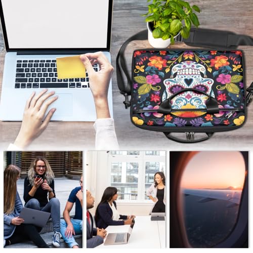 Colorful Flower Sugar Skull Maletín para Laptop 15" miniatura 6