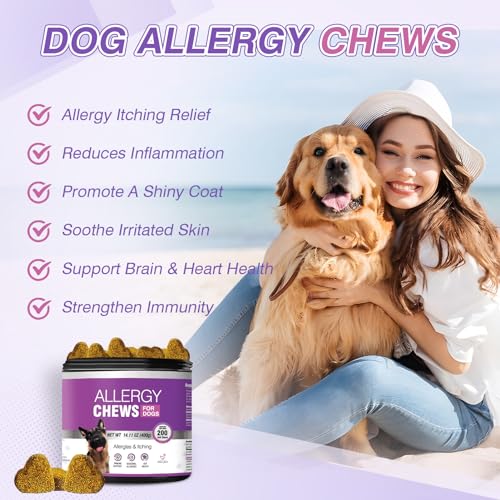 Dog Allergy Chews 200PCs – Dog Allergy and Itching Skin Relief Anti Itch Aller Immune Bites for Dogs Itching Itchy Paw Relief Itch Allergy Probiotics Support Chew Vitamins for Skin and Coat Allergies Dog Allergy Chews 200PCs – Dog Allergy and Itching Skin Relief Anti Itch Aller Immune Bites for Dogs Itching Itchy Paw Relief Itch Allergy Probiotics Support Chew Vitamins for Skin and Coat Allergies