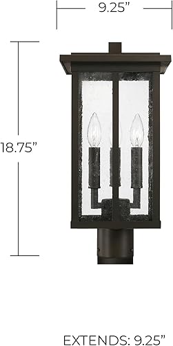 Miniatura 2 de Capital Lighting 943835OZ Barrett - Farol rectangular de cristal envejecido para exteriores, 3 luces, 180 vatios totales, 19 pulgadas de alto x 9